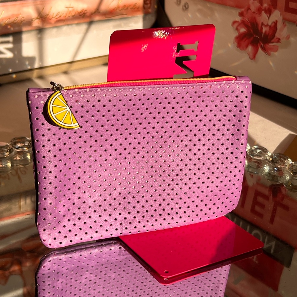 Ipsy Purple Perforated  with Lemon Charm makeup bag